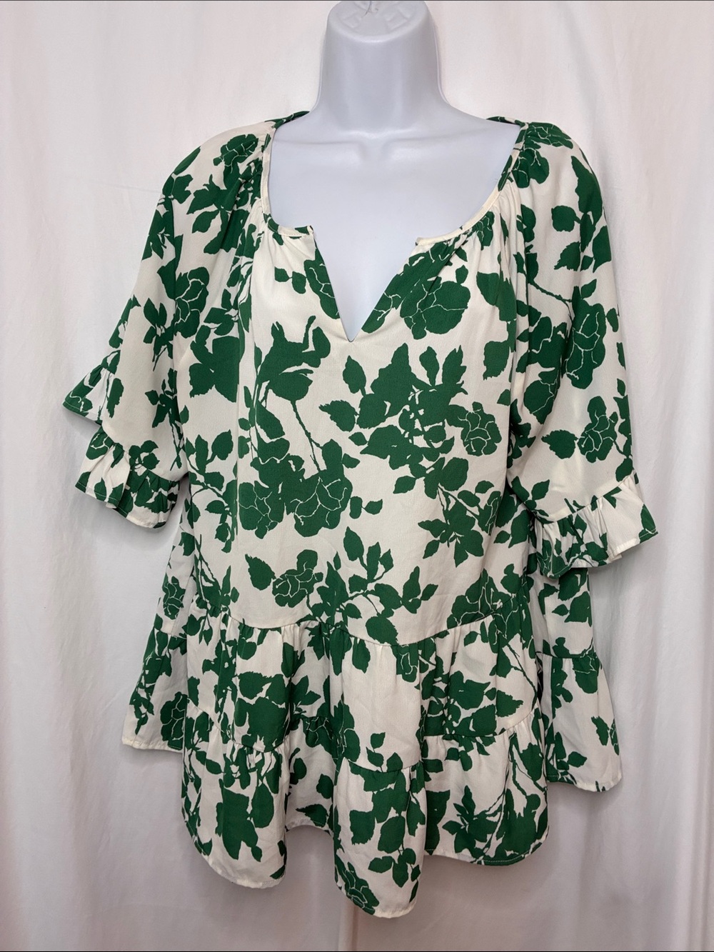Staccato Cream Tunic with Green Floral Print